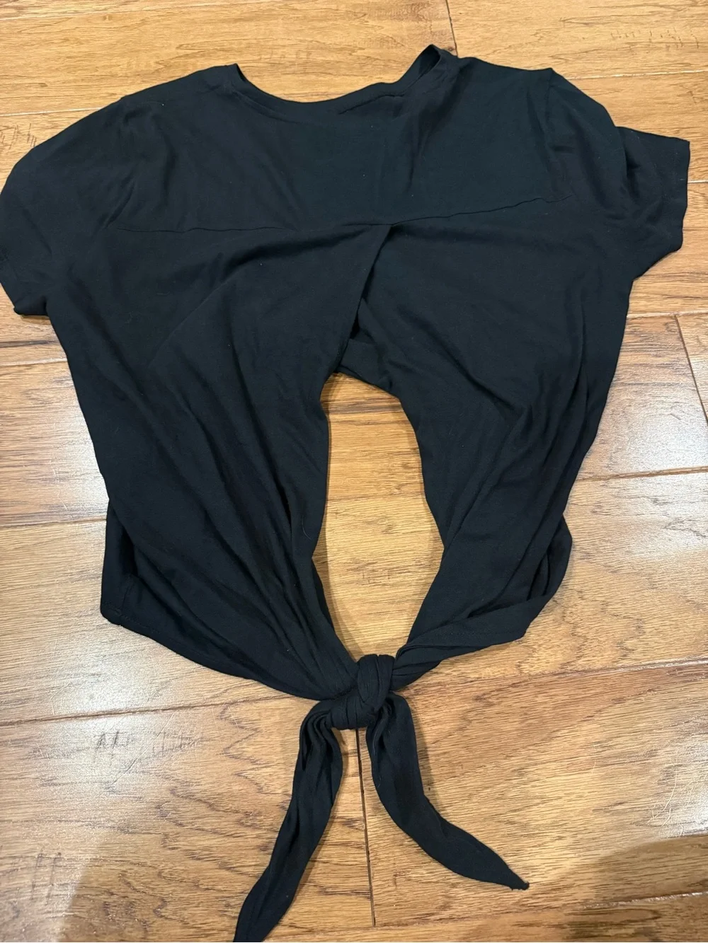 J. Crew Black Short Sleeve Tie-Back Crewneck Tee
